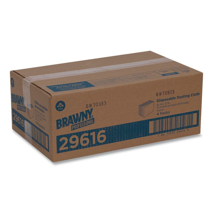 Dusting Cloths, Quarterfold, 17 x 24, Unscented, Yellow, 50/Pack, 4 Packs/Carton