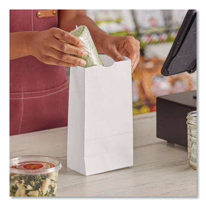 Grocery Paper Bags, 4# Size, 30# Basis Weight, 5" x 3.13" x 9.88", White, 500/Bundle
