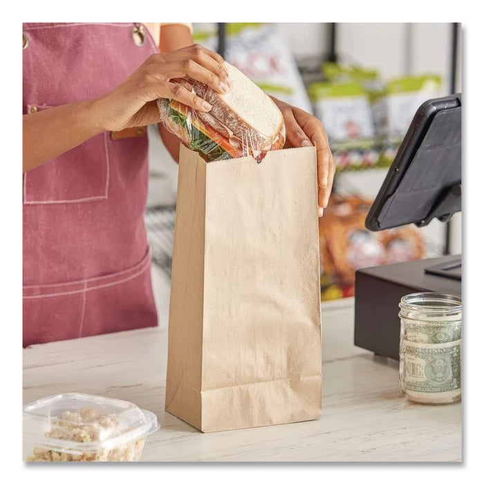 Grocery Paper Bags, 4# Size, Extra-Heavy-Duty, 50# Basis Weight, 5" x 3.13" x 9.88", Kraft, 500/Bundle