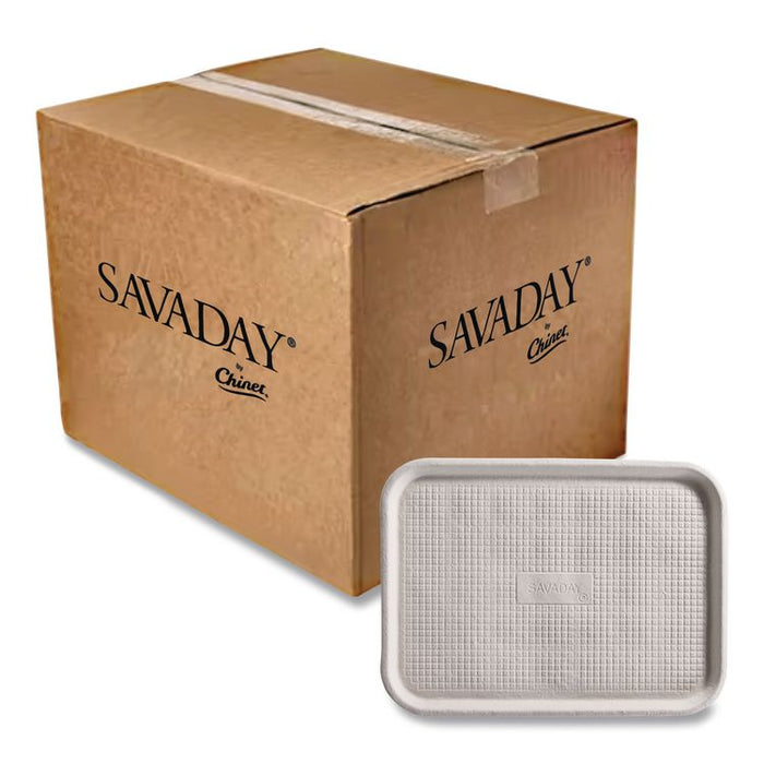 Savaday Molded Fiber Food Trays, 14 x 18, White, Paper, 100/Carton