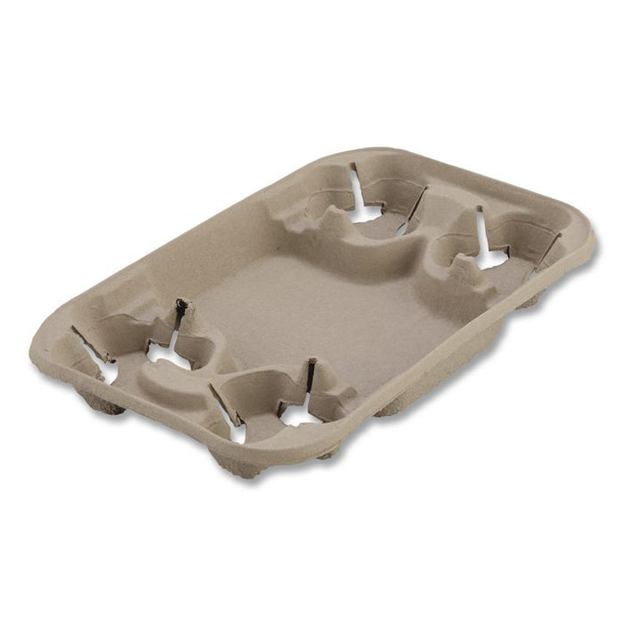 StrongHolder Molded Fiber Cup/Food Tray, 8 oz to 22 oz, Four Cups + Food Tray, Beige, 250/Carton
