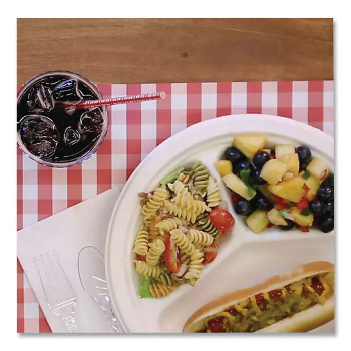 PaperPro Naturals Molded Fiber Dinnerware, Round Plates, 3-Compartment, 10.25" dia, Natural, 125/Pack, 4 Packs/Carton