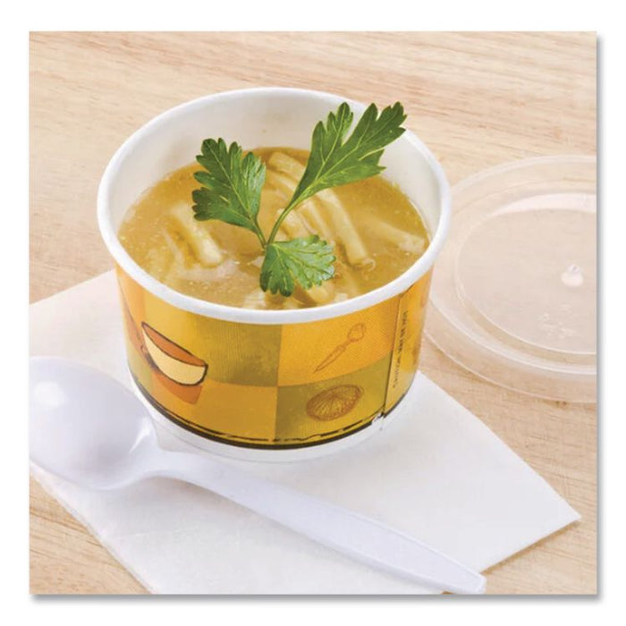 Streetside Paper Food Container with Plastic Lid, Streetside Design, 8 oz to 10 oz, 250/Carton