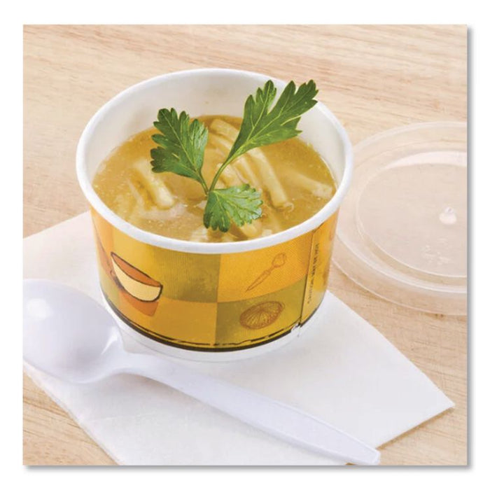 Streetside Squat Paper Food Container with Lid, Streetside Design, 12 oz, 250/Carton