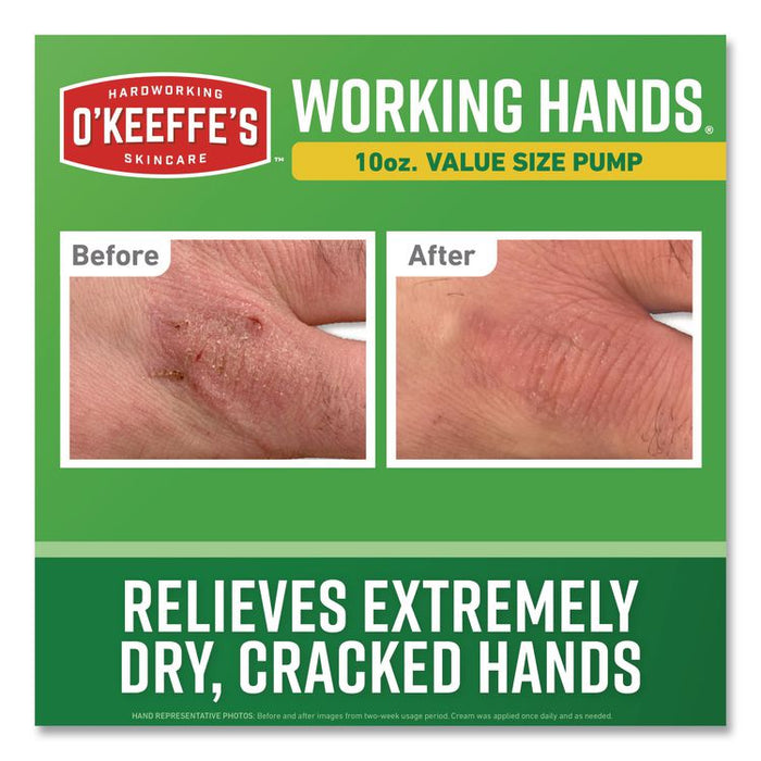 Working Hands Hand Cream, 10 oz Pump Bottle, Unscented, 2/Carton