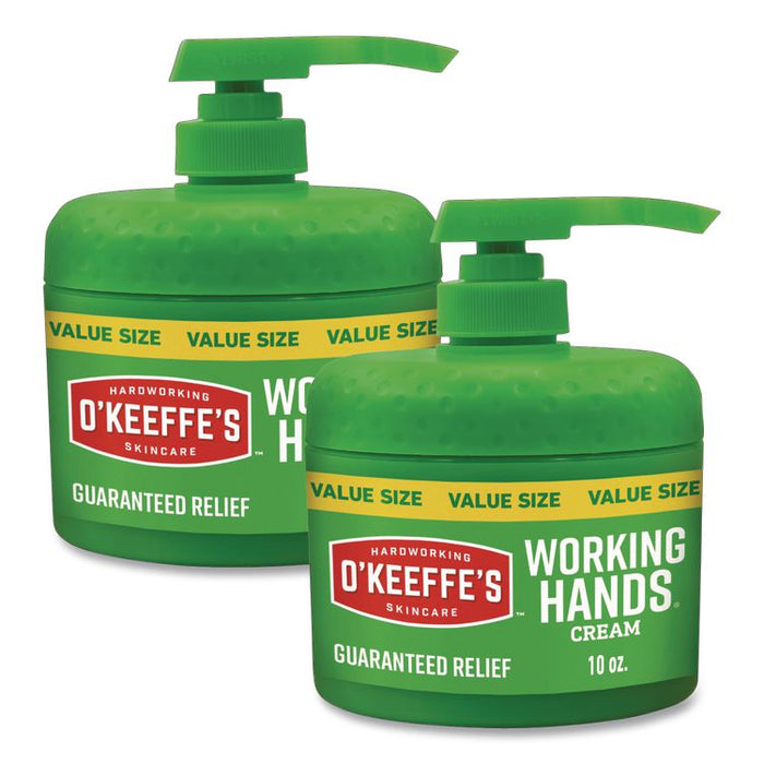 Working Hands Hand Cream, 10 oz Pump Bottle, Unscented, 2/Carton