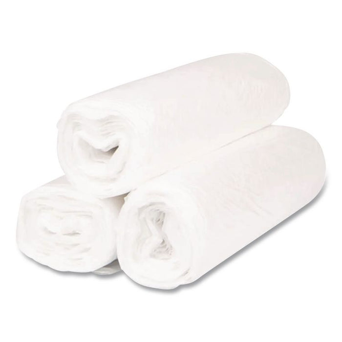 Low-Density Commercial Can Liners, 45 gal, 0.8 mil, 40" x 46", White, Interleaved Roll, 25 Bags/Roll, 4 Rolls/Carton