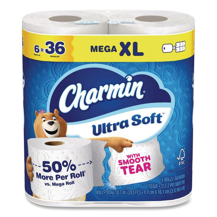 Ultra Soft Bathroom Tissue, Septic Safe, 2-Ply, White, 312 Sheets/Roll, 18 Rolls/Carton