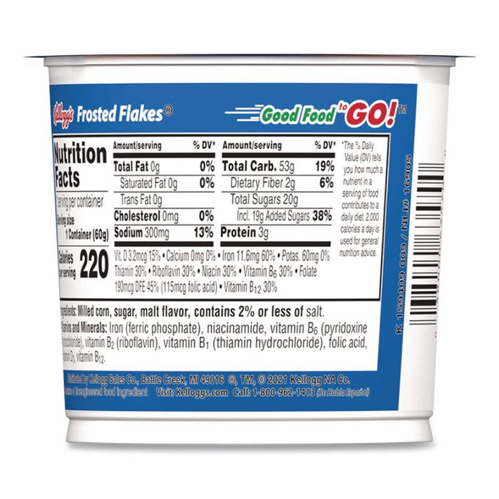 Breakfast Cereal, Frosted Flakes, Single-Serve 2.1 oz Cup, 6/Box