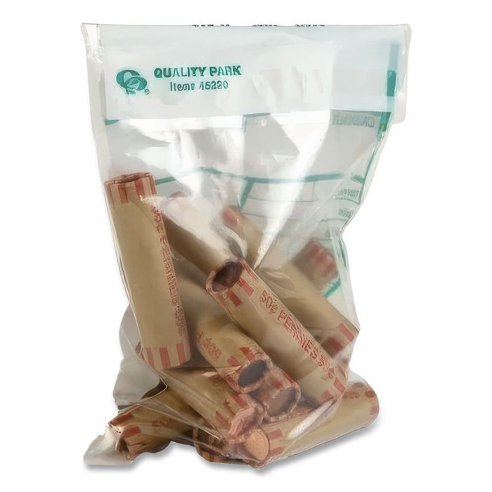 Clear Cash Transmittal Bags with Pre-Printed Info Block, Polyethylene, 6" x 9", Clear, 100/Pack