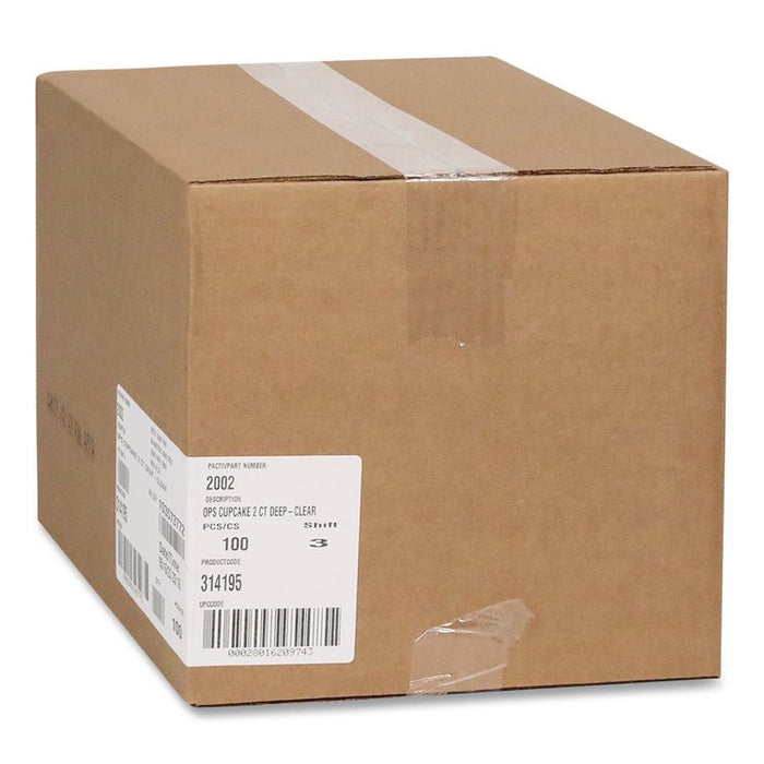 ClearView Bakery Cupcake Container, 2 Compartments, 6.75 x 4 x 4, Clear, Plastic, 100/Carton