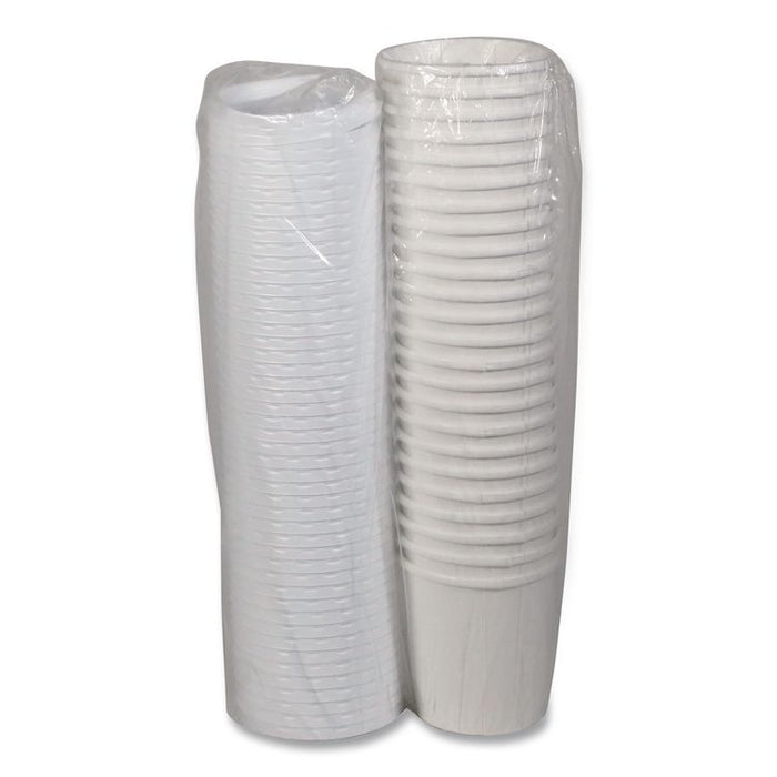 Paper Round Food Container and Lid Combo, 16 oz, 38" Diameter x 3.9" h, White, 250/Carton
