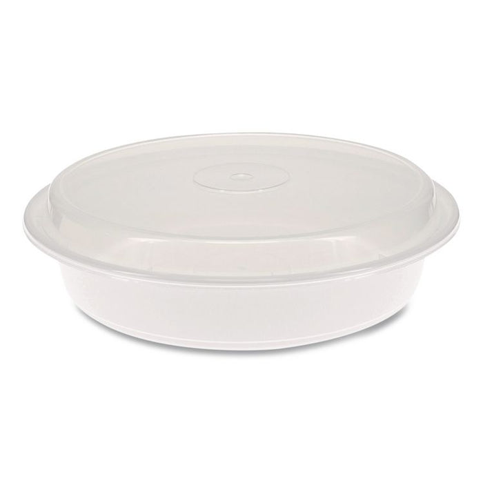 Newspring VERSAtainer Microwavable Containers, 48 oz, 9.5 x 9.5 x 2.4, White/Clear, Plastic, 150/Carton