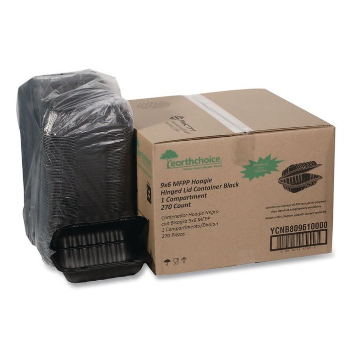 EarthChoice SmartLock Microwavable MFPP Hinged Lid Container, 9 x 6 x 3, Black, Plastic, 270/Carton
