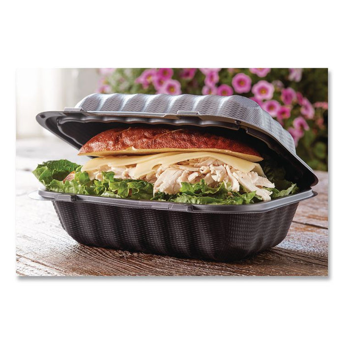 EarthChoice SmartLock Microwavable MFPP Hinged Lid Container, 9 x 6 x 3, Black, Plastic, 270/Carton