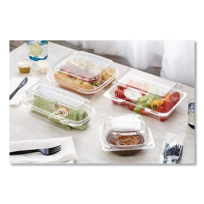 ClearView SmartLock Hinged Lid Container, Hoagie Container, 27 oz, 9.3 x 4.5 x 3, Clear, Plastic, 250/Carton