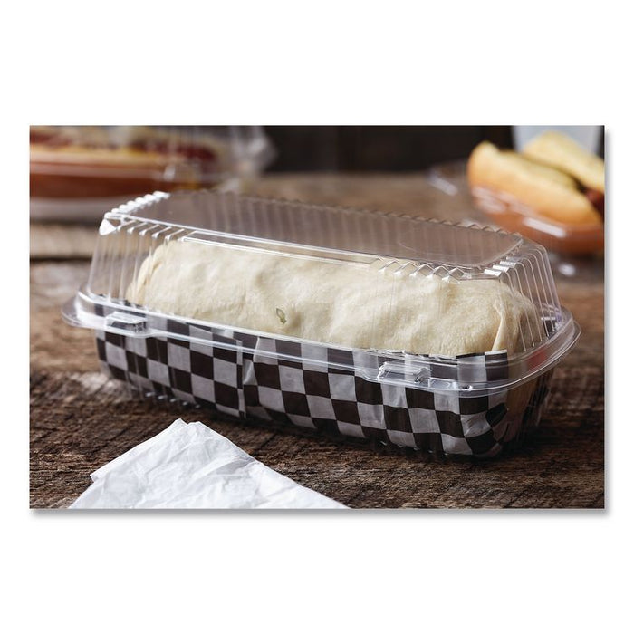 ClearView SmartLock Hinged Lid Container, Hoagie Container, 27 oz, 9.3 x 4.5 x 3, Clear, Plastic, 250/Carton