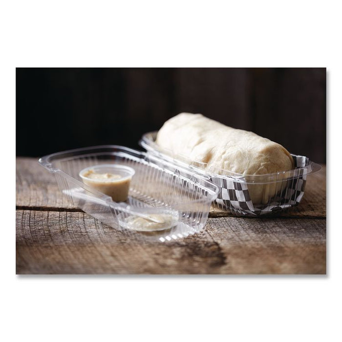 ClearView SmartLock Hinged Lid Container, Hoagie Container, 27 oz, 9.3 x 4.5 x 3, Clear, Plastic, 250/Carton
