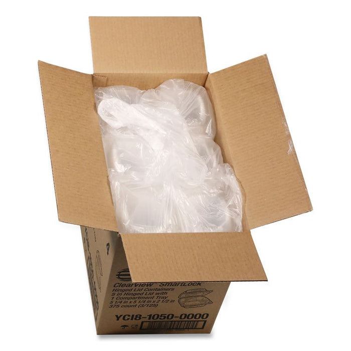 ClearView SmartLock Hinged Lid Container, Hoagie Container, 11 oz, 5.25 x 5.25 x 2.5, Clear, Plastic, 375/Carton