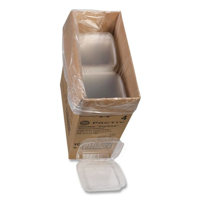 ClearView SmartLock Hinged Lid Container, 9.22 x 8.88 x 2.91, Clear, Plastic, 200/Carton