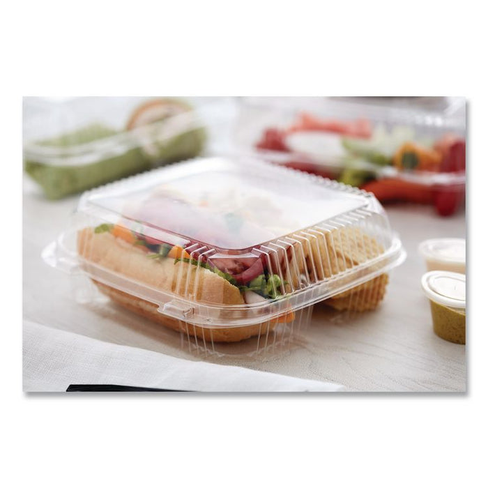 ClearView SmartLock Hinged Lid Container, 3 Compartments, 5 oz/14 oz, 8.2 x 8.3 x 2,9, Clear, Plastic, 200/Carton