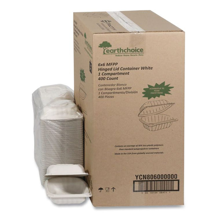 EarthChoice SmartLock Microwavable MFPP Hinged Lid Container, 6 x 6 x 3.1, White, Plastic, 400/Carton