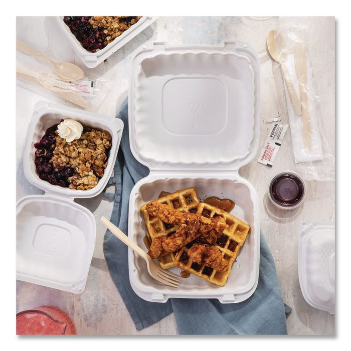 EarthChoice SmartLock Microwavable MFPP Hinged Lid Container, 6 x 6 x 3.1, White, Plastic, 400/Carton