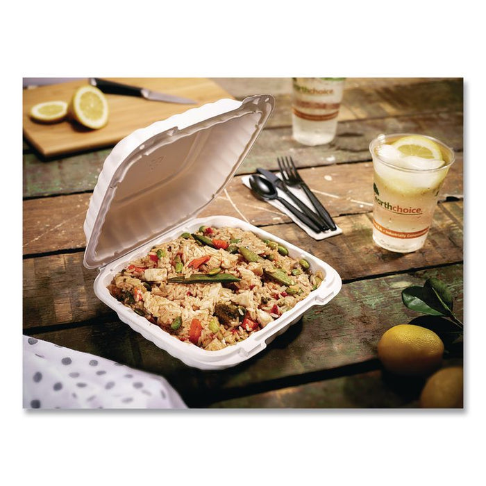 EarthChoice SmartLock Microwavable MFPP Hinged Lid Container, 9 x 9 x 3.1, White, Plastic, 120/Carton