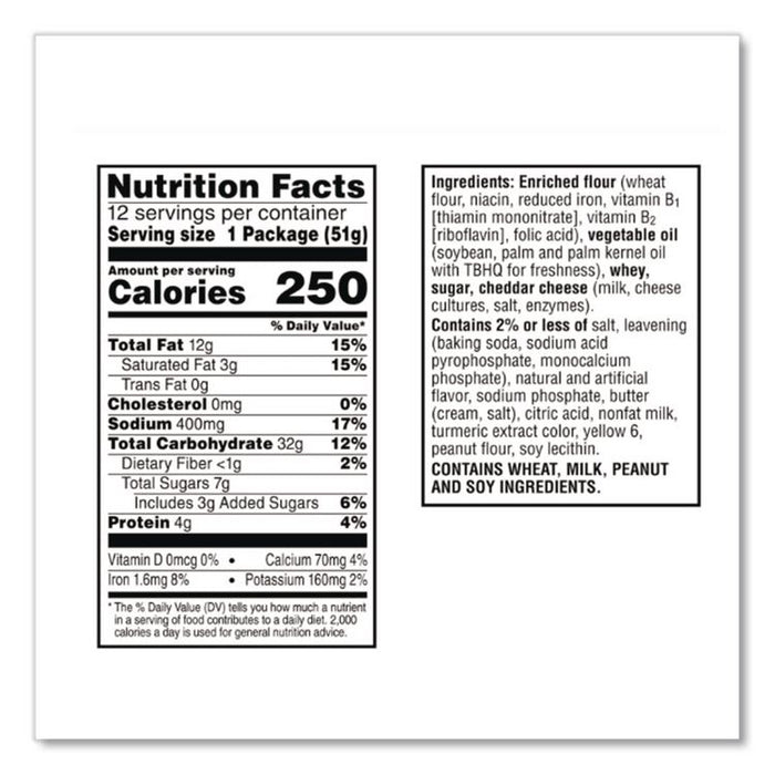 Sandwich Cracker, Club and Cheddar, 8 Cracker Snack Pack, 12/Box