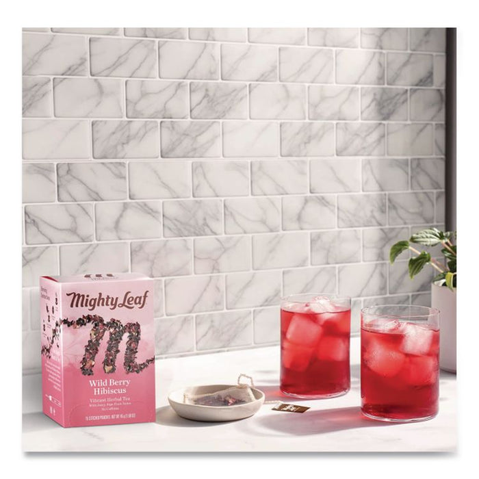 Whole Leaf Tea Pouches, Wild Berry Hibiscus, 15/Box