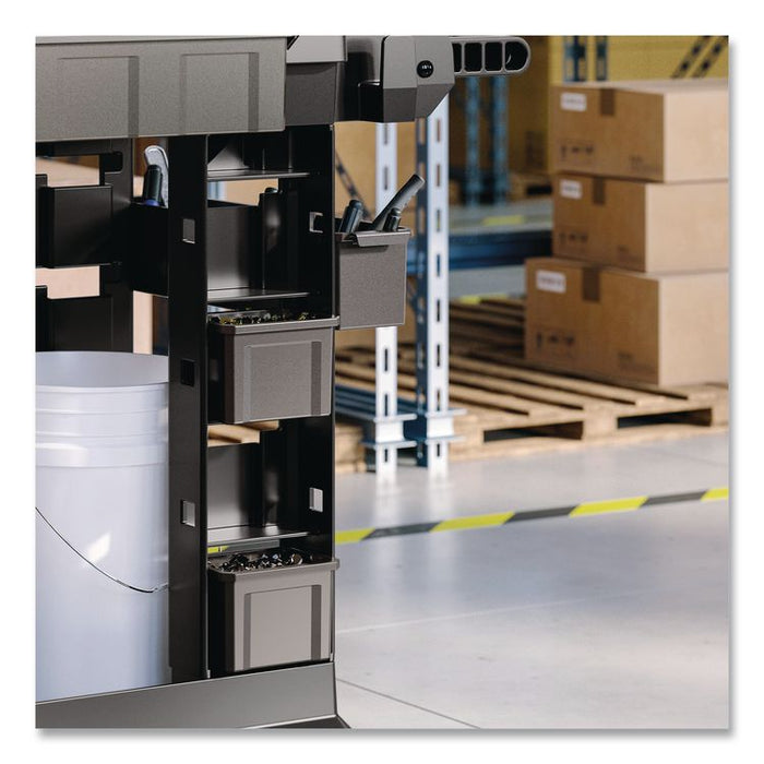 Customizable Bin System for Utility Carts, 2 Large Bins, 4 Small Bins, Black