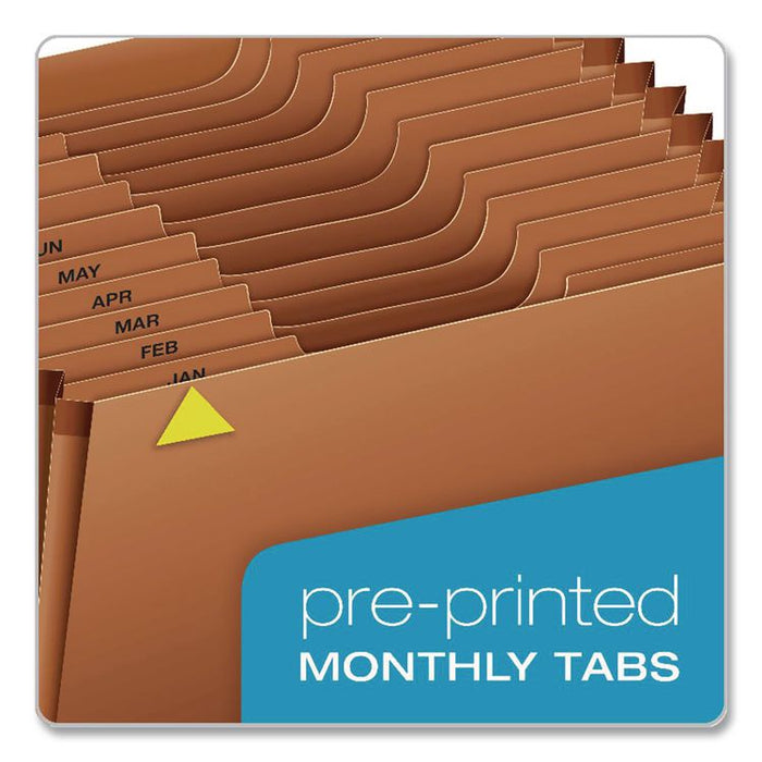 Heavy-Duty Expanding File, 12 Sections, 1/3-Cut Tabs, Legal Size, Redrope