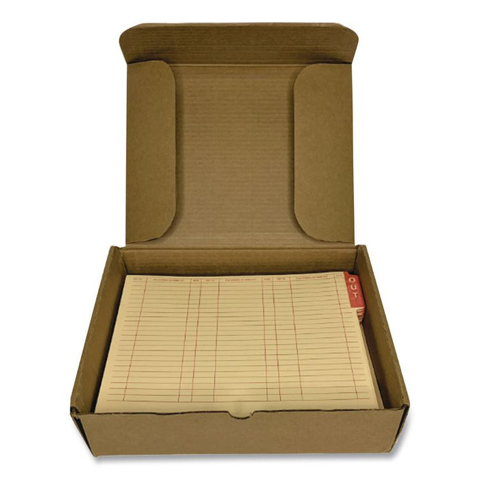 End Tab Out Cards, 12.25 x 9.5, Manila/Red, 100/Box