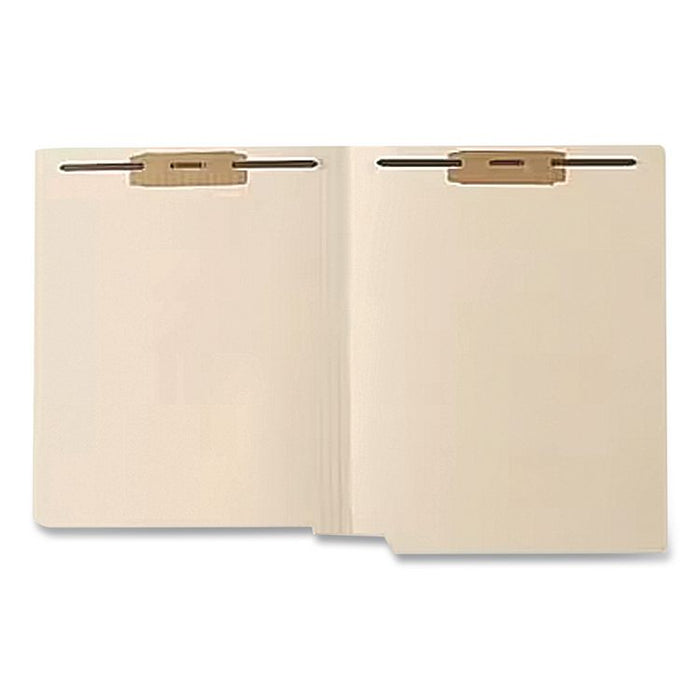 Heavy-Duty Poly-Reinforced End Tab Fastener Folders, Straight Tab, Expands 1", 2 Fasteners, Letter Size, Manila, 50/Box