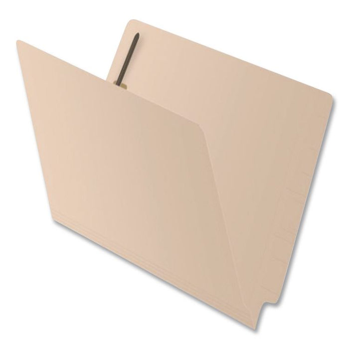 Heavy-Duty Poly-Reinforced End Tab Fastener Folders, Straight Tab, Expands 1", 2 Fasteners, Letter Size, Manila, 50/Box