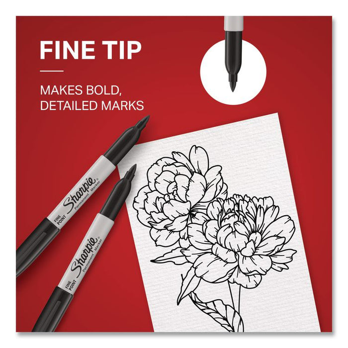 Fine Tip Permanent Marker, Fine Bullet Tip, Black, 5/Pack