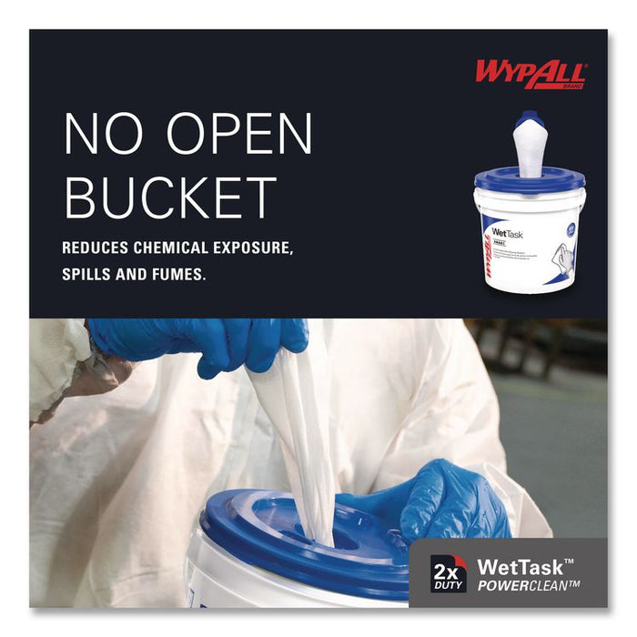 Power Clean Wipers for Solvents WetTask Customizable Wet Wiping System, 6 x 12, Unscented, 95/Roll, 6 Rolls/1 Bucket/Carton