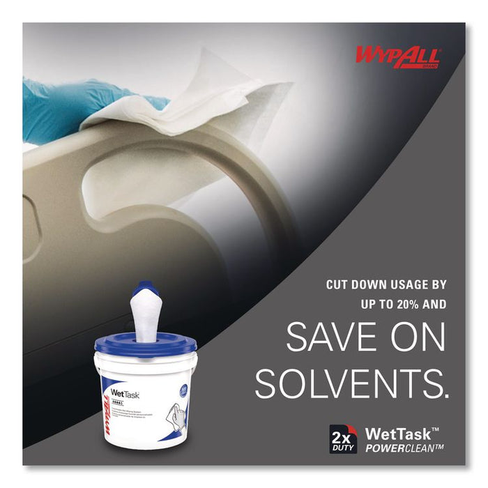 Power Clean Wipers for Solvents WetTask Customizable Wet Wiping System, 6 x 12, Unscented, 95/Roll, 6 Rolls/1 Bucket/Carton