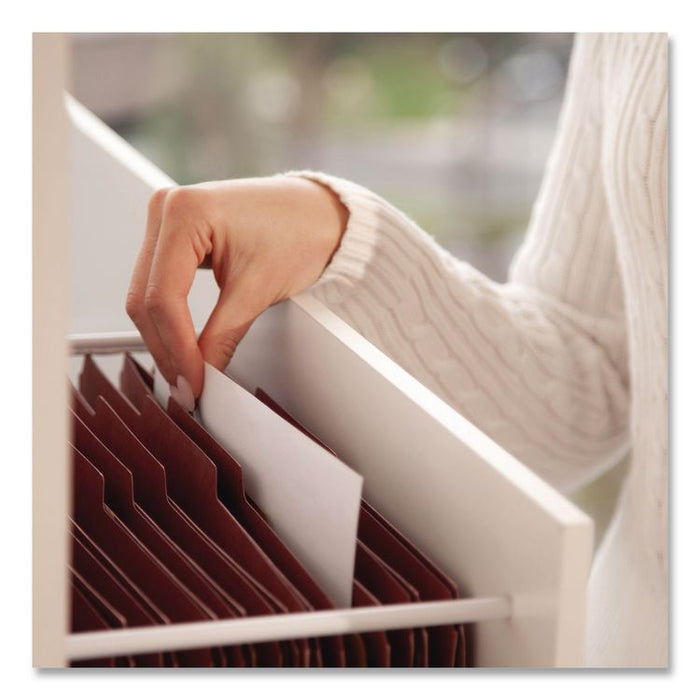 Pressboard Classification Folders, 2/5-Cut Tab, Expands 2", 2 Dividers, 6 SafeSHIELD Fasteners, Legal Size, Red, 10/Box