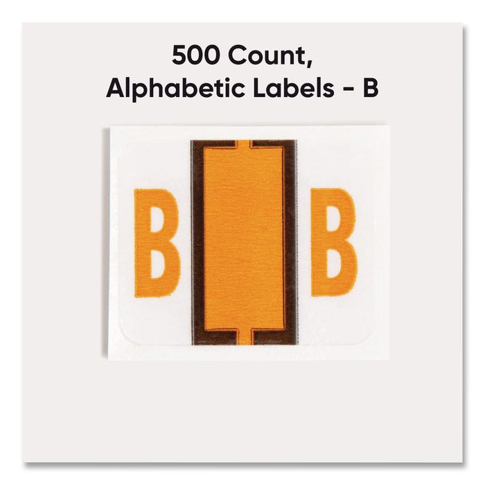 A-Z Color-Coded End Tab Filing Labels, B, 1 x 1.25, White, 500/Roll