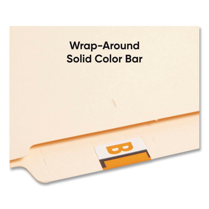 A-Z Color-Coded End Tab Filing Labels, B, 1 x 1.25, White, 500/Roll