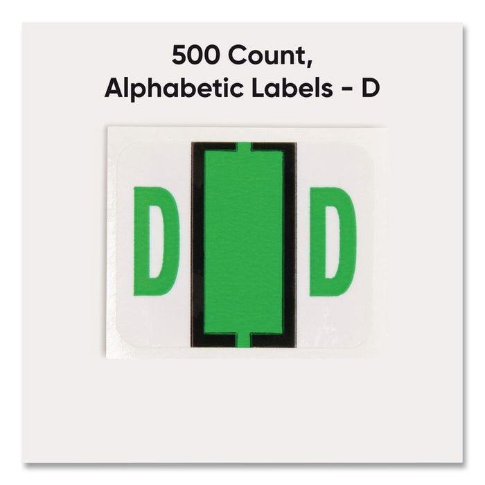 A-Z Color-Coded End Tab Filing Labels, D, 1 x 1.25, White, 500/Roll