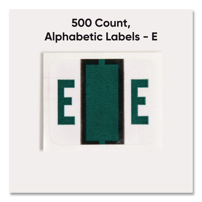 A-Z Color-Coded End Tab Filing Labels, E, 1 x 1.25, White, 500/Roll
