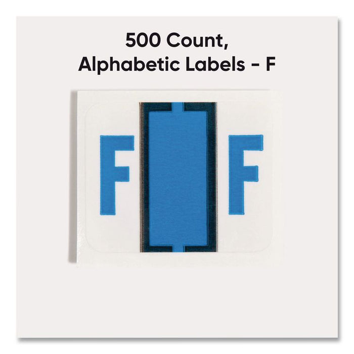 A-Z Color-Coded End Tab Filing Labels, F, 1 x 1.25, White, 500/Roll