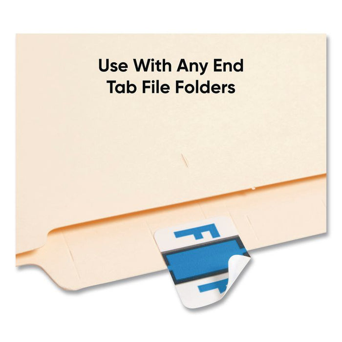A-Z Color-Coded End Tab Filing Labels, F, 1 x 1.25, White, 500/Roll