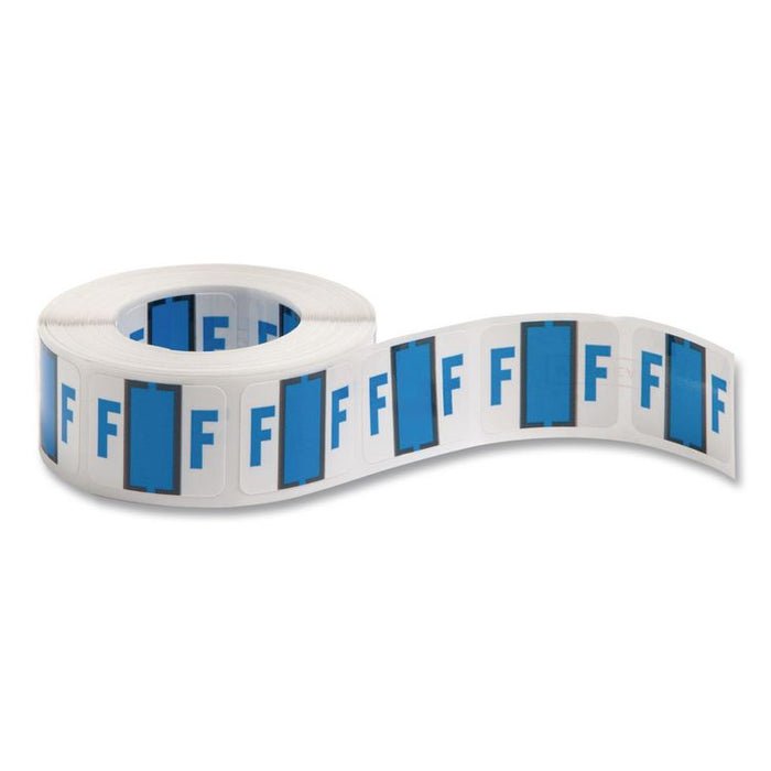 A-Z Color-Coded End Tab Filing Labels, F, 1 x 1.25, White, 500/Roll