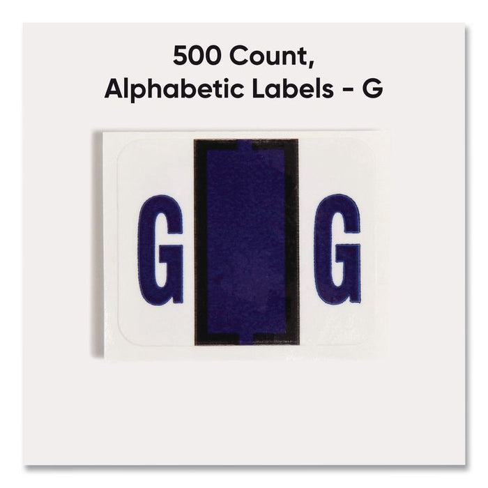 A-Z Color-Coded End Tab Filing Labels, G, 1 x 1.25, White, 500/Roll