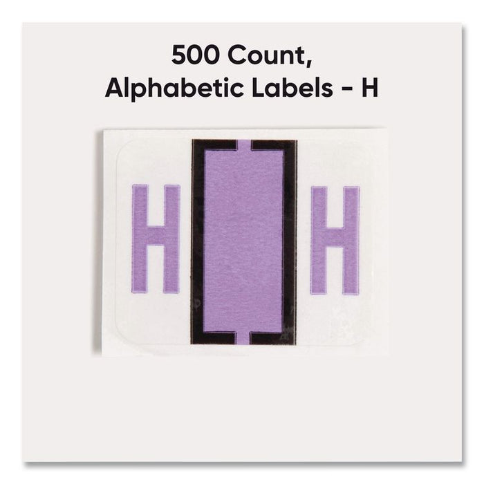 A-Z Color-Coded End Tab Filing Labels, H, 1 x 1.25, White, 500/Roll