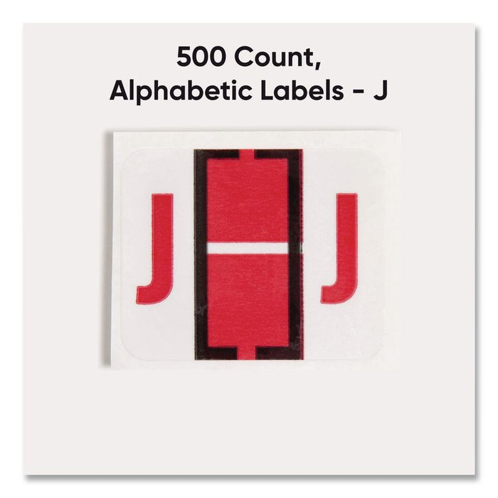 A-Z Color-Coded End Tab Filing Labels, J, 1 x 1.25, White, 500/Roll
