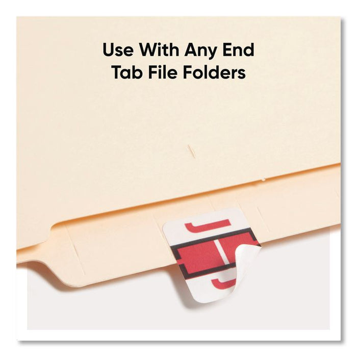 A-Z Color-Coded End Tab Filing Labels, J, 1 x 1.25, White, 500/Roll
